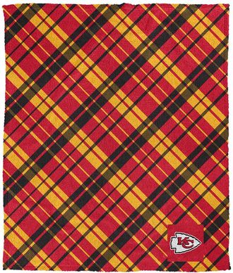 Pegasus Sports Kansas City Chiefs Nfl Team Plaid Sherpa Logo Patch Throw