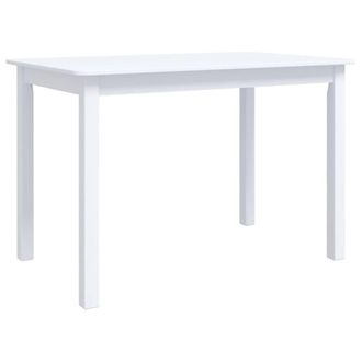 Berkfield Home Dining Table White 114x71x75 cm Solid Rubber Wood | Size: 114 x 71 x 75 cm