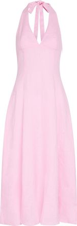 Faithfull The Brand Marais Halterneck Linen Midi Dress - Pink - S (UK8-10 / S)