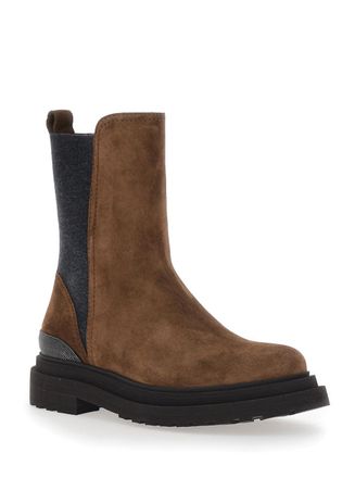 Brunello Cucinelli Womens Ankle Boots Brown Suede Leather