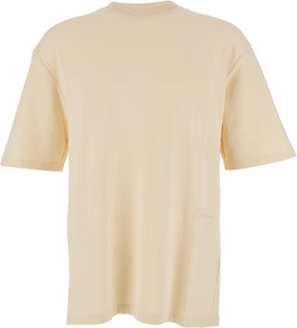 Jacquemus le T-shirt Fino Beige T-shirt With Logo Lettering On The Front In Cotton Man