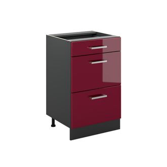 Vicco Mueble Bajo De Cocina R-line, Rojo De Alto Brillo/antracita, 50 Cm Sin Encimera, Vicco