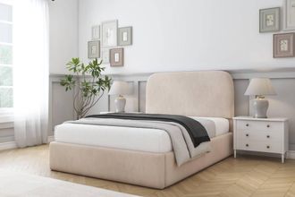 Comfort Beds Diana Naples Bed Frame - 45 Upholstered Headboard in Light Sand | Size: Single