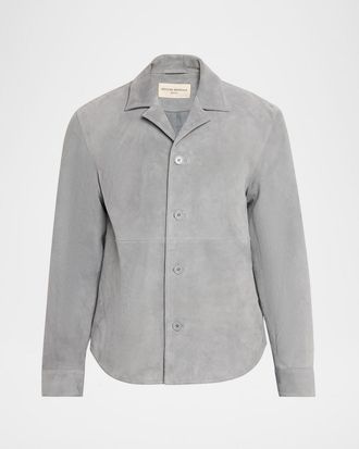 Officine G&eacute;n&eacute;rale Men & apos;s Grey Suede Julien Overshirt
