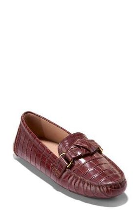 Cole Haan Emmie Knot Driver in Mahogany Croc Print Leather at Nordstrom Rack, Size 7