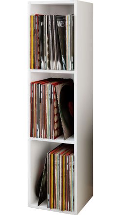 ebuy24 Ebuy24 - Vcm Wood Records Shelf Estante De Soporte Con 3 Compartimentos Para 100 Records Dimensiones: Al. 107 X An. 34 X P. 30 Cm - Platto (blanco)