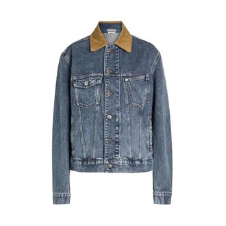 J.W.Anderson Denim Jackets, female, Blue, Size: XS Corduroy Collar Denim Jacket