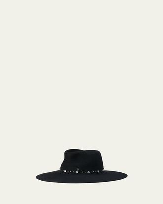 Maison Michel Roy Rock Studs Wool Felt Fedora Hat