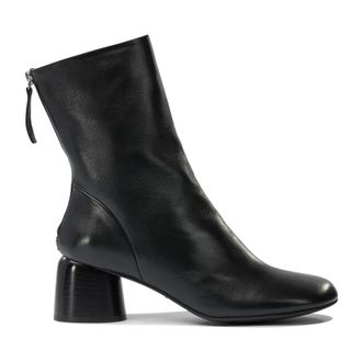 Halmanera Zwarte enkellaarsjes voor vrouwen - Dames - Laarzen met Hak - Zwart - 40 EU - Leer - Schoenen
