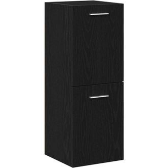 vidaXL Armario De Pared Para Ba&ntilde;o Negro Roble 30x30x80 Cm Madera Fabricada Vidaxl