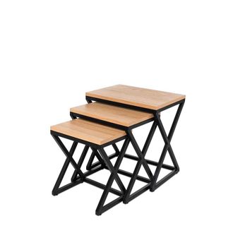 Koketto Home Set mesas centro madera roble y patas negro