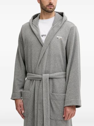 BOSS logo-detail robe - Grey