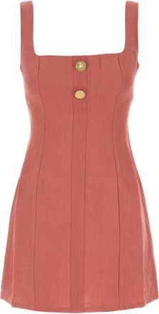 Le Kasha Dark Pink Linen Mini Dress