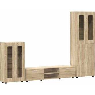 vidaXL TV Cabinet Set with Drawer with Door Sonoma Oak Engineered Wood vidaXL