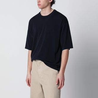 Roberto Collina Navy blue cotton knit T-shirt