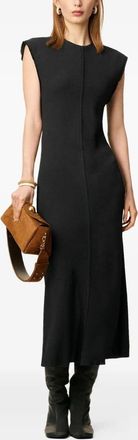 Ami Womens Raw Edge Midi Dress - Black viscose - Size EU 40 (Womens)