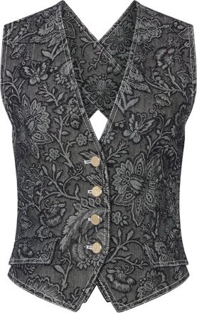 Temperley London Gilet a fiori - Nero