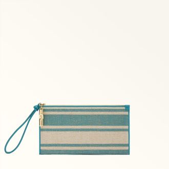 Furla Iride Envelope Toni Amatore Blue Multicolour Canvas Stripes Fabric Woman
