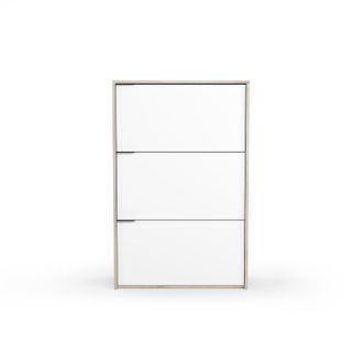 HERDASA Zapatero Con 3 Puertas Abatibles, Modelo Arhus (519), En Roble Y Blanco