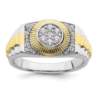 Diamond2Deal 10k Two-tone Lab Grown Diamond Wedding Band Ring 0.33Ct Clarity- VS Color- G-H