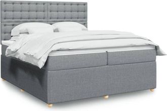 vidaXL Vidaxl - Cama Box Spring Con Colch&oacute;n Tela Gris Claro 200x200 Cm