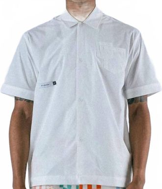 Students Oxford Short Sleeve Poplin Button-Up Shirt In White