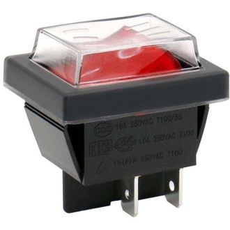 OEM Interruttore A Bilanciere Dpst On-off, 4 Terminali, Spia Luminosa Rossa, 16a 250vac, Con Copertura Impermeabile