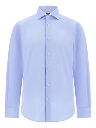 Boggi Milano plain cotton shirt - men - Cotton - 38 - Blue