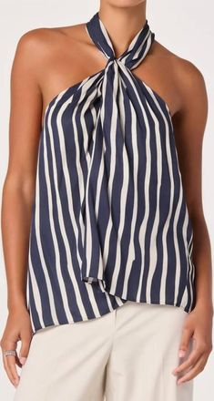 Astr Cira Top In Navy Stripe