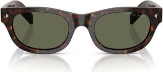 Prada 52mm Polarized Cat Eye Sunglasses in Havana/green Polar at Nordstrom