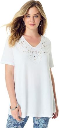 Roaman's Eyelet Swing Tee in White at Nordstrom, Size 20