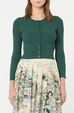 Max Mara Weekend Tennis Rib Cardigan in Green at Nordstrom, Size X-Large