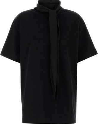 Carven JT301-Scarf T-Shirt - Dames - Blouses - Zwart - S - Katoen - Overhemden