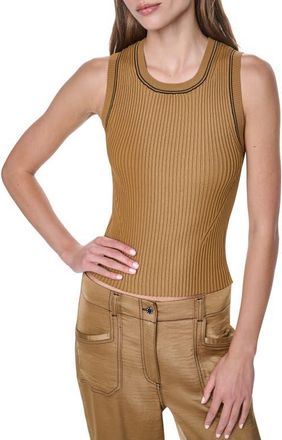 DKNY Contrast Stitch Tank in Dune at Nordstrom, Size X-Large