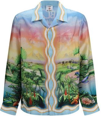 Casablanca Multicolor Silk Pattern Mens Shirt