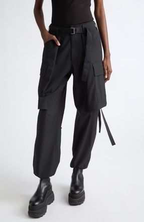 sacai Cargo Overlay Suiting Pants in Black at Nordstrom, Size 3