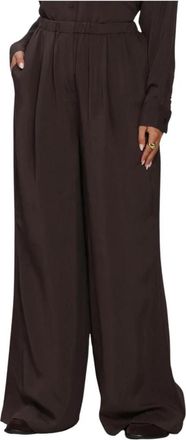 By-Bar Amsterdam Dames Broeken Nemo Satin Stripe Pants - Dames - Wijde Broeken - Bruin - L - Broeken