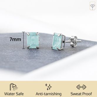 MAX + STONE 14k Yellow or White Gold Solitaire 7x5mm Gemstone Stud Earrings