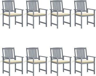 vidaXL Vidaxl - Sillas De Jard&iacute;n Con Cojines 8 Uds Madera Maciza De Acacia Gris