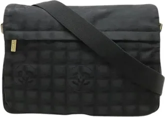 Chanel Pre-owned Nylon Jacquard Messenger Bag A29348 - Dames - Vintage Schoudertas - Zwart - ONE Size - Nylon - Vintage