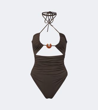 Magda Butrym Ruched halterneck swimsuit