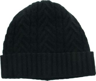 Portolano Cashmere beanie in fancy stitch in Black at Nordstrom
