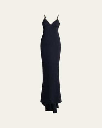 Stella McCartney Embellished V-Neck Trumpet Gown