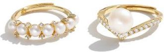 Classicharms Freshwater Pearl Stackable Ring Set in Gold at Nordstrom