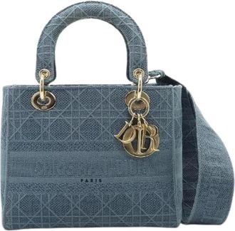 Dior Pre-owned Lady Dior Medium Denim Handbag - Dames - Vintage Handtas - Blauw - ONE Size - Denim - Vintage