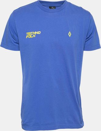 Marcelo Burlon Blue Cotton Printed Crew Neck T-Shirt