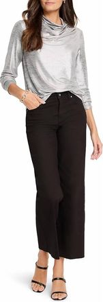 Nic+Zoe Womens Shine Drape Neck Top In Silver