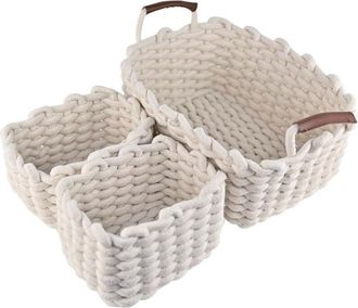 Trade Shop Trade Shop - Set 3 Cestini Intrecciati In Corda Cesto Portaoggetti Organizza Decora Casa 10634