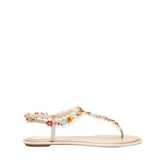 Rene Caovilla Flat Sandals, female, Pink, 4 UK, Pink Leather and Satin Sandals