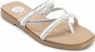 Yellow Box Womens Lela Beaded Sandal In Ivory